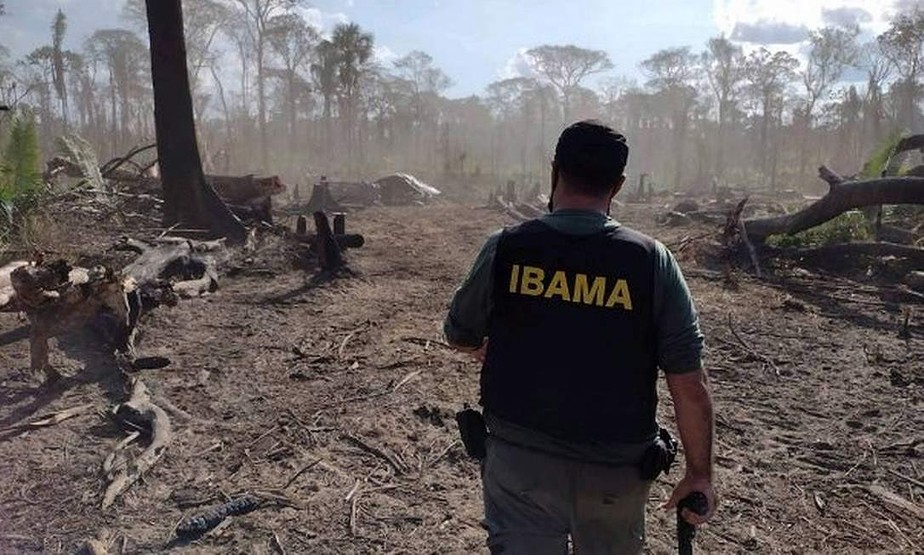 Agente do Ibama faz operação contra o desmatamento na Terra Indígena Piripkura, em Mato Grosso.
