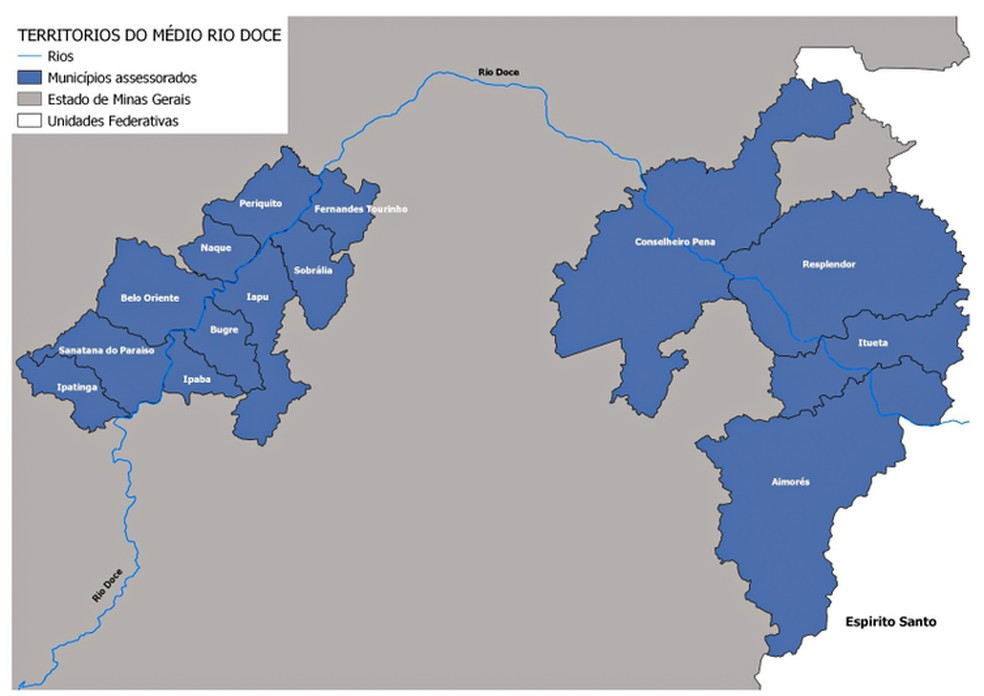 Mapa mostra cidades alcançadas pelo estudo Registro Familiar. — Foto: Aedas/Divulgação