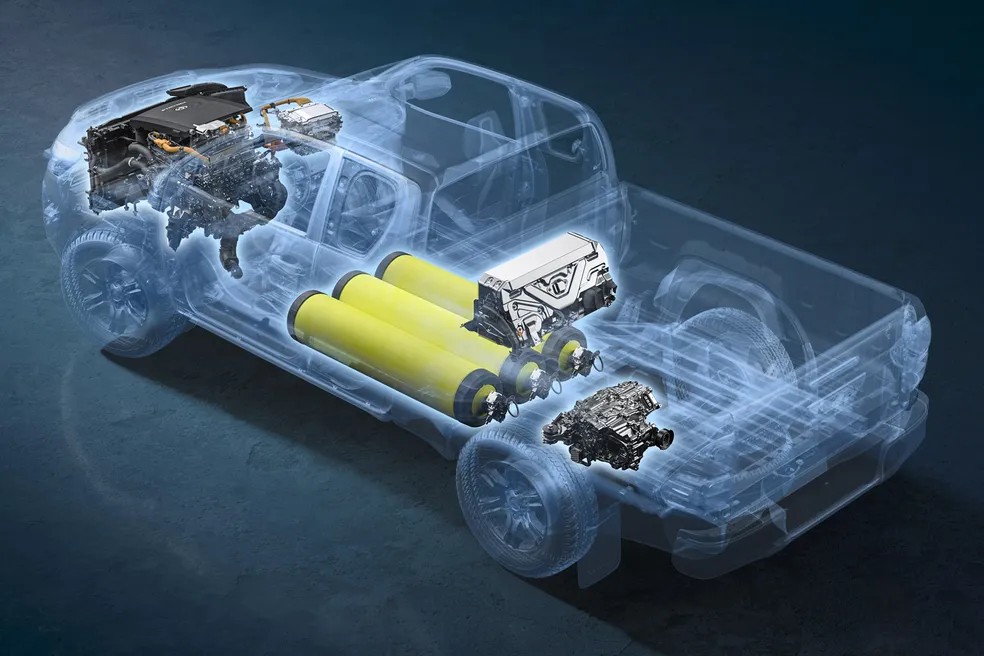 Toyota já tem planos de lançar uma versão da Hilux movida a célula de hidrogênio — Foto: Divulgação