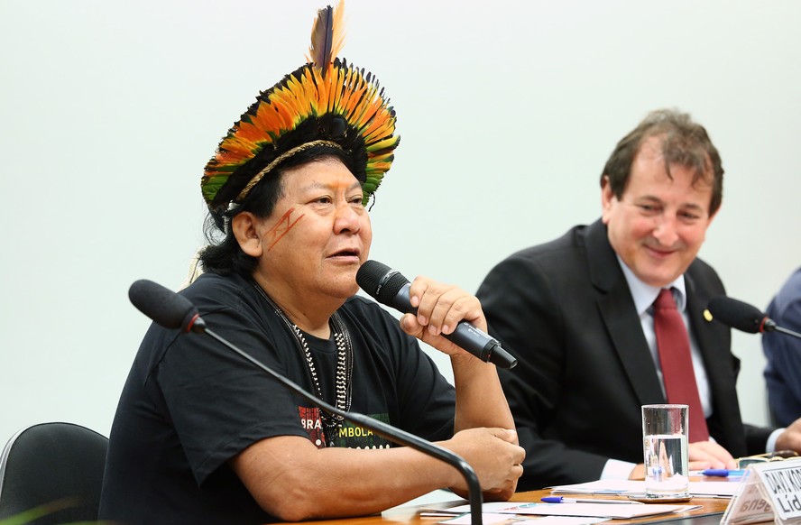 O líder indígena Davi Kopenawa, do povo Yanomami