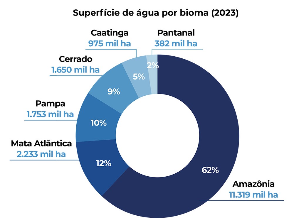Panorama das �guas mostra relev�ncia da Amaz�nia e participa��o de todos os biomas. � Foto: MapBiomas