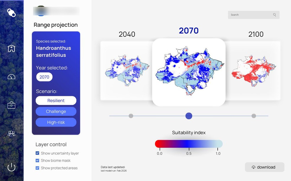 Ferramenta criada pela Morfo prevê cenários que podem impactar crescimento e durabilidade de espécies. Dados são incorporados em projetos de regeneração florestal. — Foto: Divulgação