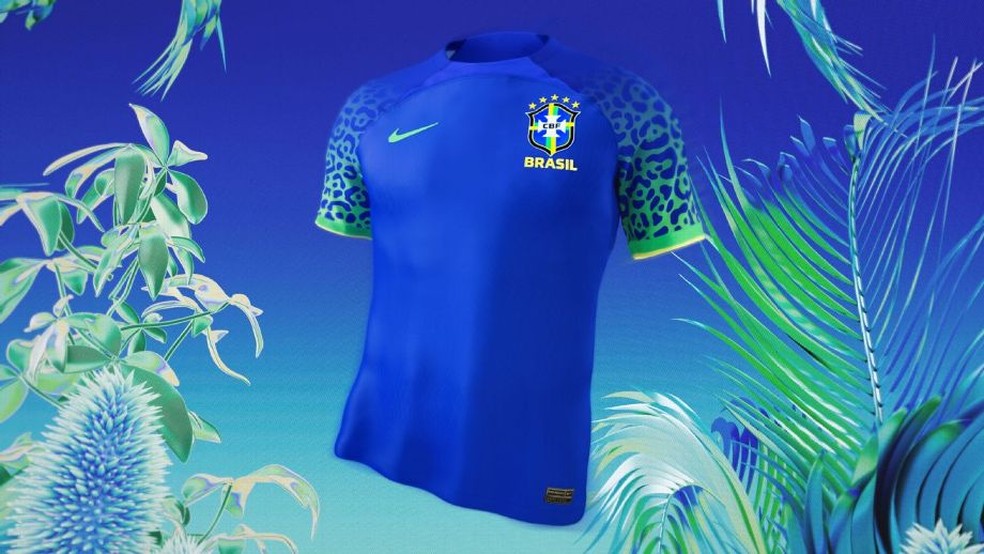 Detalhe da nova camisa da seleção brasileira para a Copa do Mundo 2022  — Foto: Divulgação