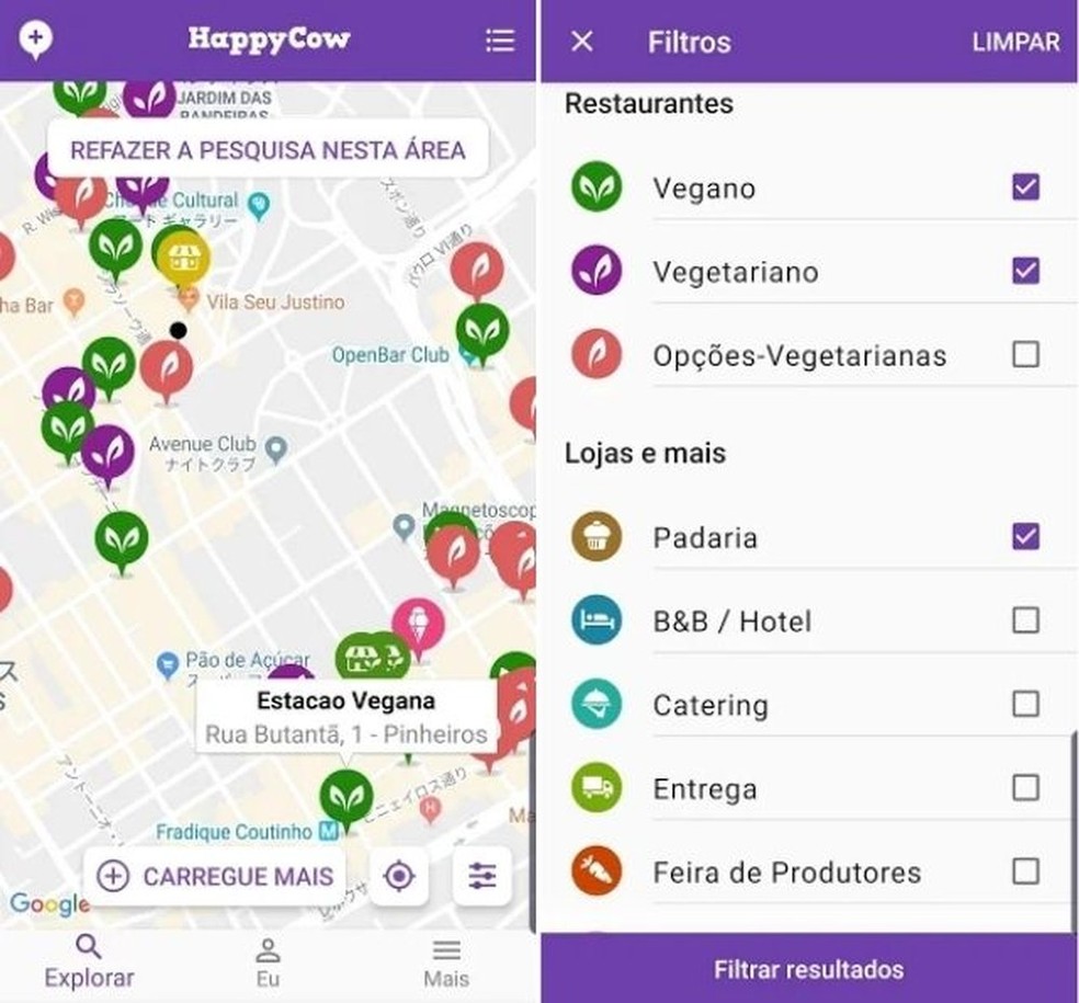 O Happy Cow é um localizador de restaurantes veganos e vegetarianos  — Foto: Foto: Reprodução/Google Play Store