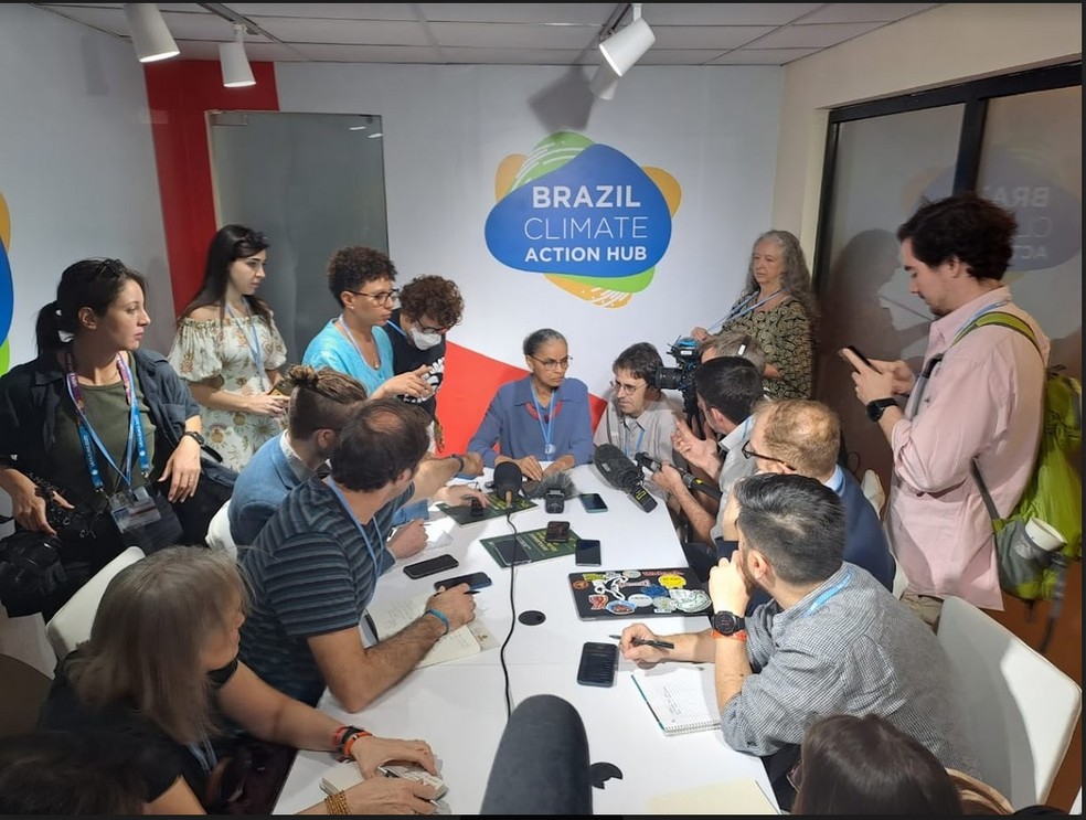 Na COP 27, Marina diz que há determinação do governo Lula em ter políticas de combate rigoroso do desmatamento — Foto: Marisa Bastos