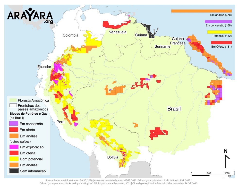 Atividades do setor petroleiro na Amazônia em 2023 — Foto: Arayara