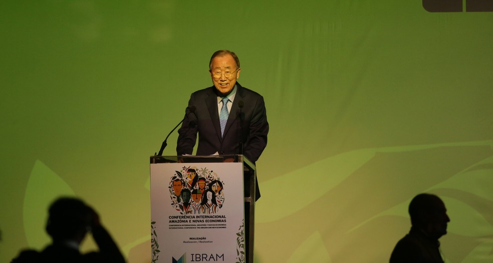 Ban Ki-Moon na Conferência Internacional da Amazônia e Novas Tecnologias, em Belém, no Pará — Foto: Raimundo Paccó