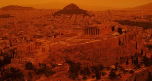 Nuvens de poeira do Deserto do Saara, na África, deixam céu da Grécia laranja