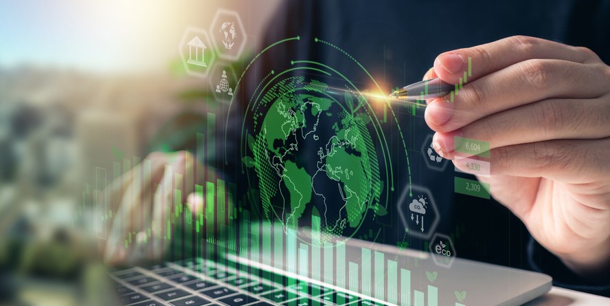 Ilustração negócios verdes, ESG