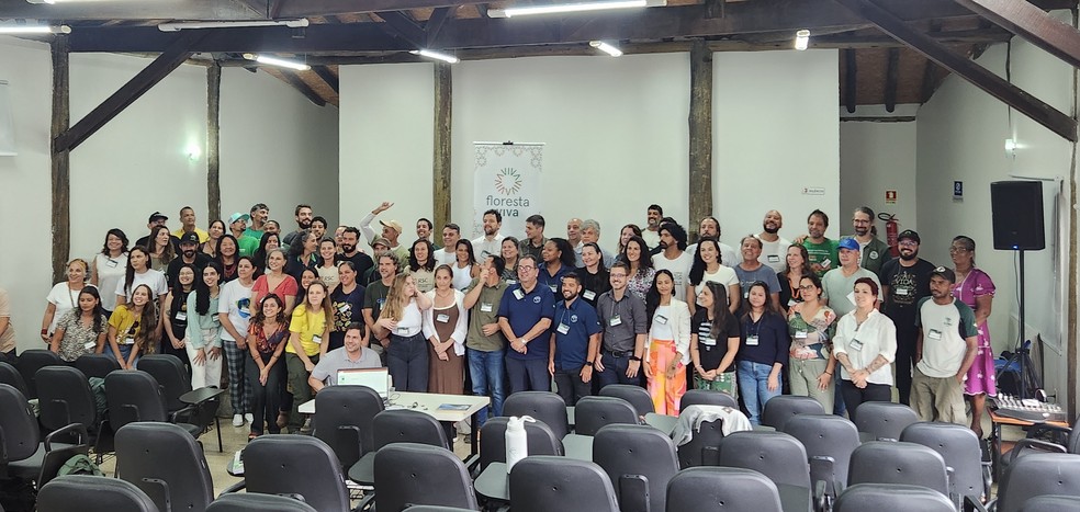 Representantes das organizações contempladas no edital Corredores da Biodiversidade em encontro no início de fevereiro na UNB Cerrado. — Foto: Vanessa Oliveira/Um Só Planeta