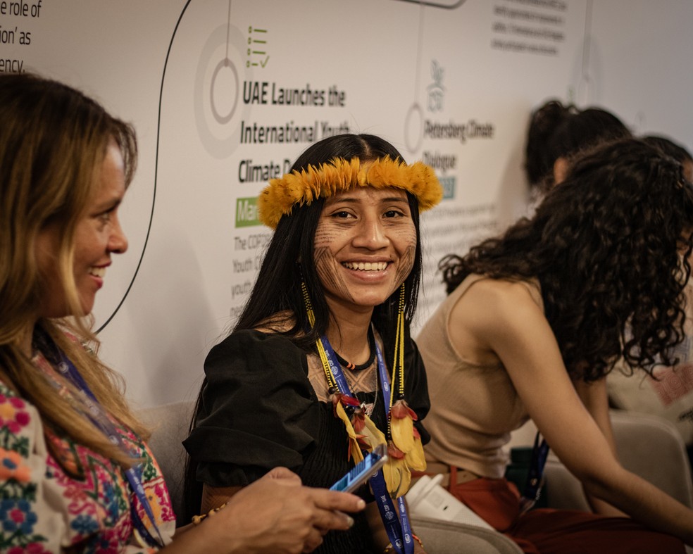 Raquel Wapichana, 22 anos, de Roraima, representando a juventude indígena. — Foto: Amanda Magnani