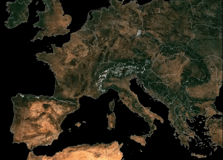 Imagens de satélite mostram Europa 'secando' em sua pior seca em meio milênio